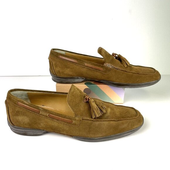 Salvatore Ferragamo Loafers‎ Men's 8 D Kiltie Tassel Brown Suede Leather Italy - Picture 3 of 8